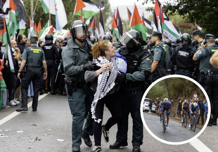 Las protestas contra Israel obligan a terminar la etapa 8 kilómetros antes y Bernal bate a Mikel Landa al sprint