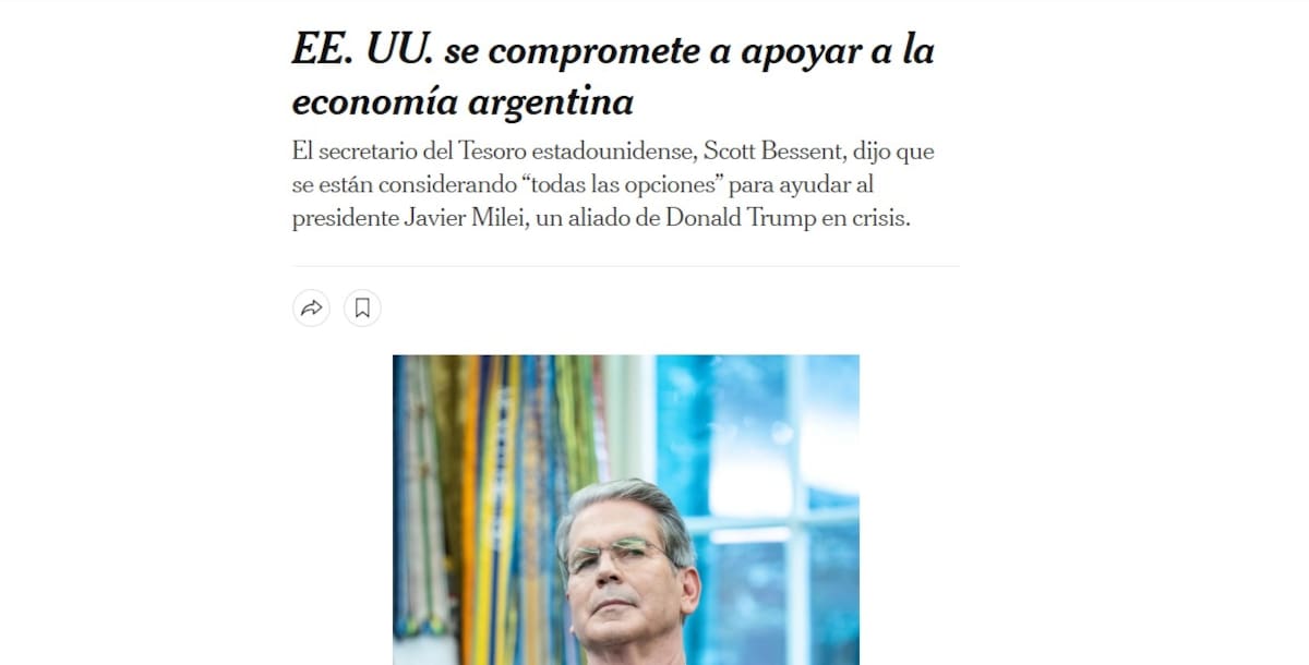 "Importancia estratégica". Qué dijeron los medios de EE.UU. sobre la ayuda de Trump al gobierno de Milei