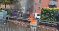 Car bursts into flames on Glasgow street as man, 32, arrested in connection