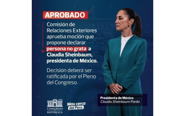 Sheinbaum rechaza injerencia y responde a Congreso de Perú