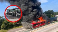 MOMENTO EXACTO en el que tráiler se impacta por detrás contra autobús; reportan 14 lesionados