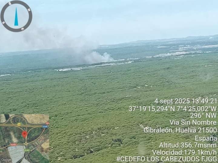 Declarado un incendio forestal en el Paraje Menajo de Cartaya