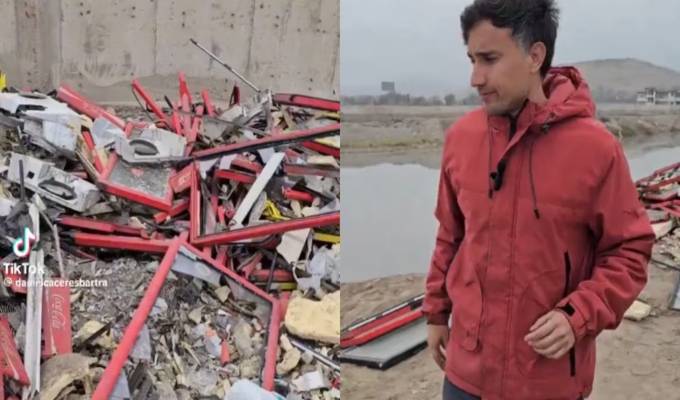 Denuncian contaminación en el río Lurín: hallan puertas de refrigeradoras con logos de Coca