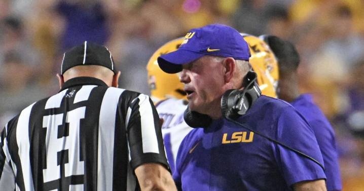 Brian Kelly took a brutal hit on the sideline during the LSU