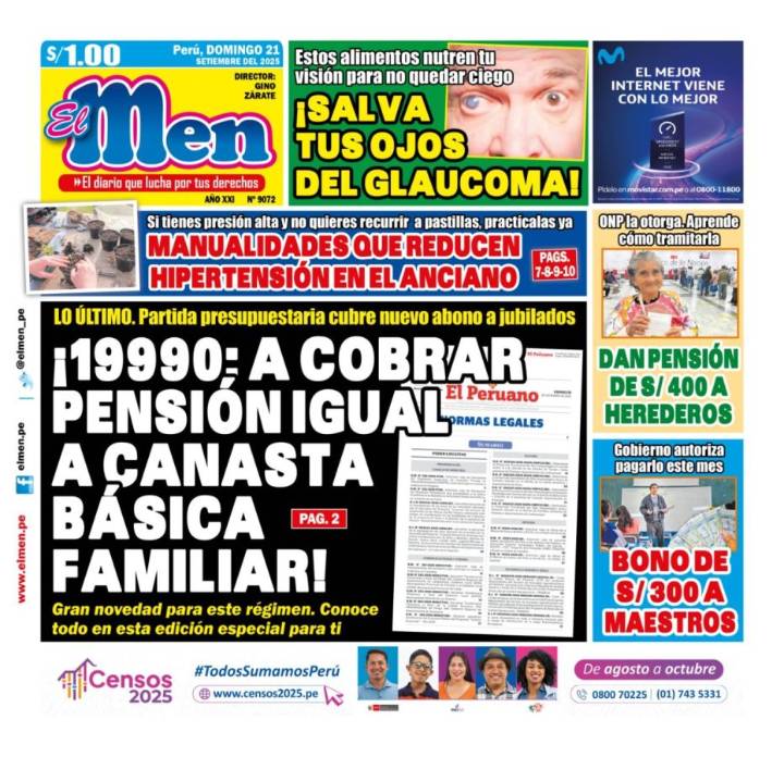 Portada Diario El Men (21/09/2025)