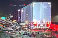 Semi Hits Barrier Wall on Indiana Toll Road