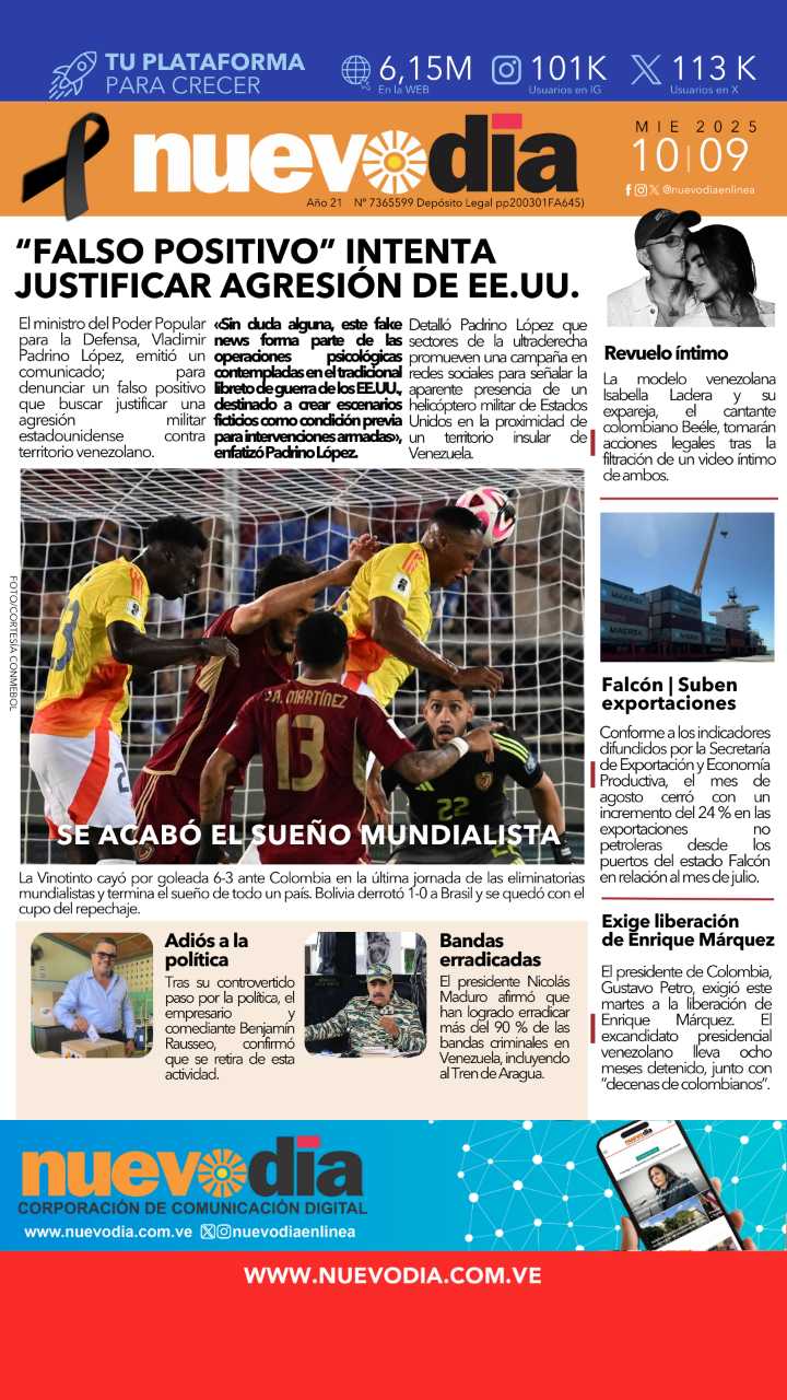Portada miércoles 10 de septiembre de 2025