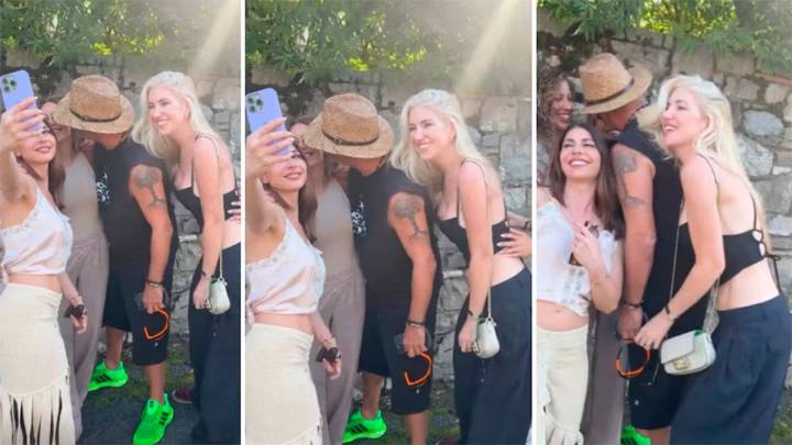 Video: Eros Ramazzotti intentó besar a Evangelina Anderson y ella lo esquivó dos veces
