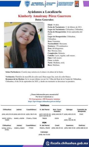 Autoridades buscan a adolescente desaparecida