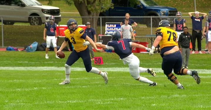 Jack Curtis, Carleton College's quarterback, showing that even a cancer diagnosis won't stop him