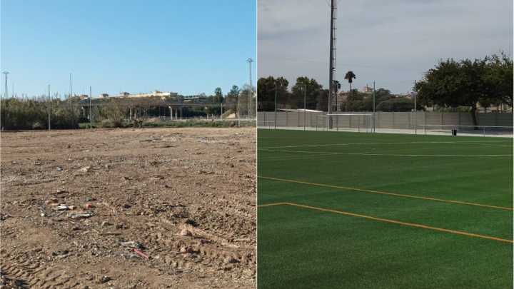 Alfafar recupera el campo de fútbol once meses después de la dana: "Ver la cara de ilusión no tiene precio"