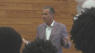 Arkansas Men's Basketball Coach John Calipari speaks at Penick Boys & Girls Club of Central Arkansas