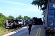 Tremendo susto en la Troncal de Oriente: cisterna se salió de la vía y quedó volcada