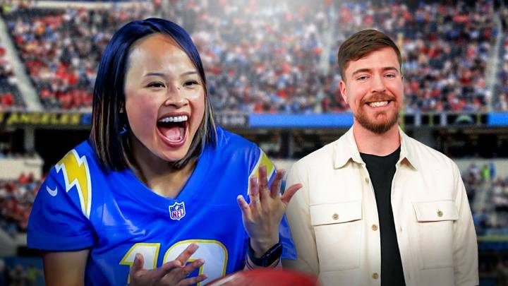 Chargers superfan Merrianne Do appears with Mr. Beast on YouTube broadcast
