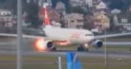 Passenger Jet Aborts Takeoff as Engine Spews Flames on the Runway