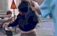 Shock moment ‘pregnant pickpocket’ is grabbed by her hair by husband who ‘spotted her stealing from his wife’