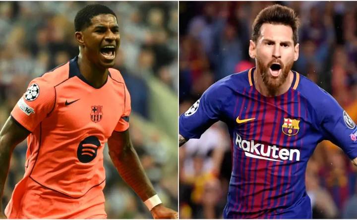 Marcus Rashford joins Lionel Messi in exclusive group with brace for Barcelona in Champions League