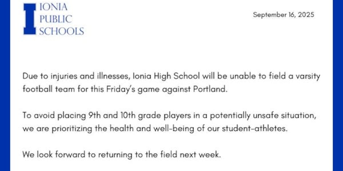 Ionia football forfeits this week’s game vs. Portland due to injuries and illness