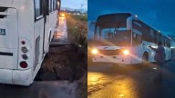 Autobús de Pasajeros Cae en Socavón Formado por las Lluvias en Amatlán de los Reyes, Veracruz