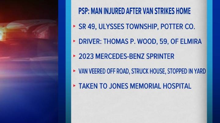 PSP: Elmira Man Injured After Van Crashes Into Potter Co. Home