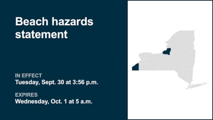 Beach hazards statement in place for Oswego County until early Wednesday morning