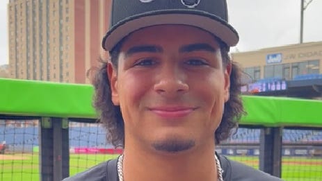 Cleveland Guardians prospect Ralphy Velazquez talks in Akron