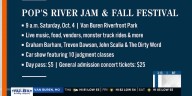 Pop's River Jam and Fall Festival on Oct. 4 at Van Buren