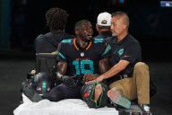 Dolphins' Tyreek Hill carted off field and taken to hospital with serious left leg injury