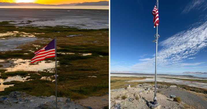 State threatens to remove flagpole, flag placed on Utah landmark