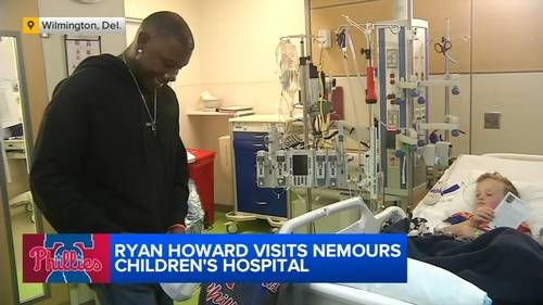 Philadelphia Phillies legend Ryan Howard visits Nemours Children's Hospital in Delaware