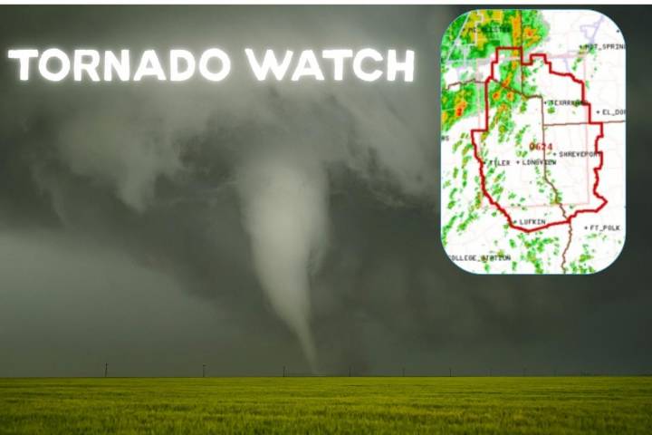 Angelina, Nacogdoches Counties Now Under a Tornado Watch