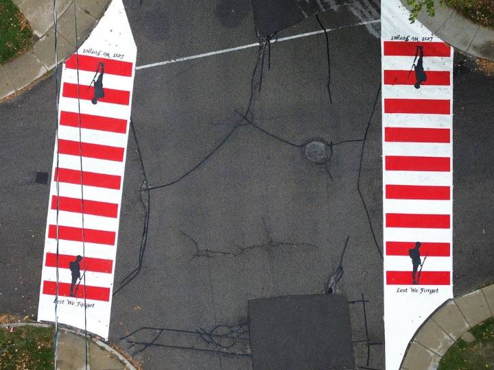 Woodstock unveils commemorative crosswalk honouring local veterans