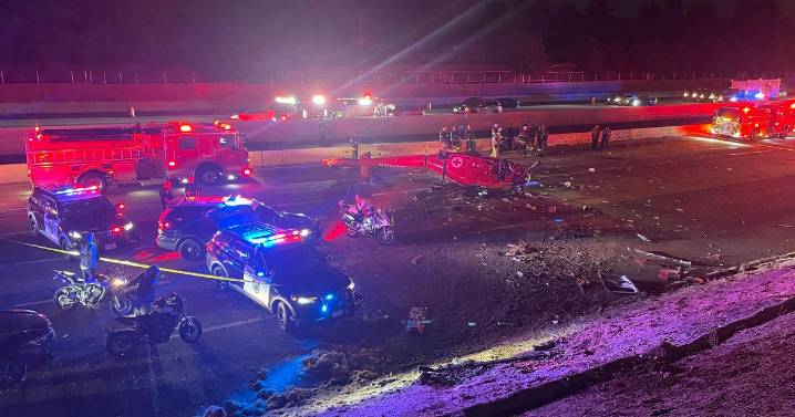 Helicopter crashes on Sacramento freeway; 3 critically injured, officials say