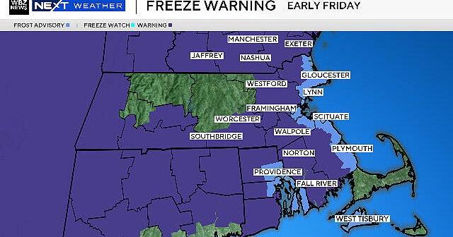 Freeze warning issued for parts of Massachusetts; Map shows how cold it will be Friday