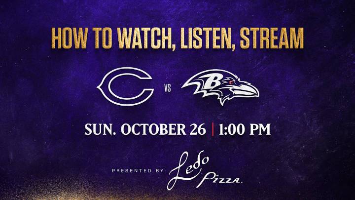 How to Watch, Listen, Live Stream Ravens vs. Bears, Week 8