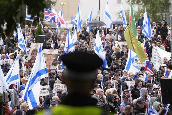 Hundreds turn out at rally marking two-year anniversary of October 7 attacks