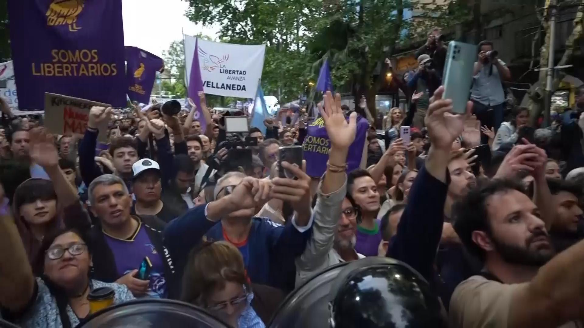 Argentine president Milei rallies with supporters ahead of legislative elections