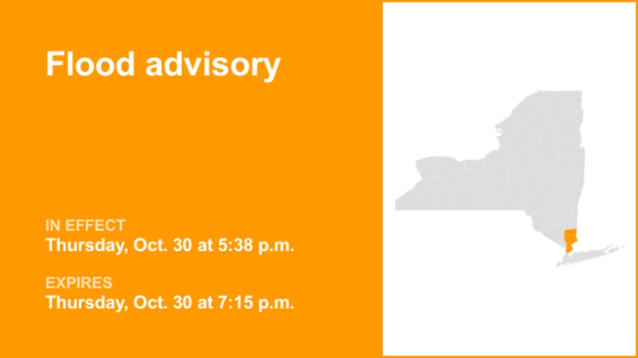 NY weather update: Flood advisory for Putnam and Westchester counties Thursday evening caused by heavy rainfall