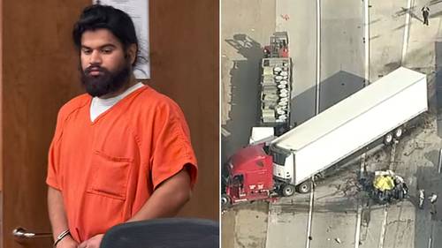 Semitruck driver Jashanpreet Singh appears in court, pleads not guilty after being charged in deadly 10 Freeway crash in Ontario