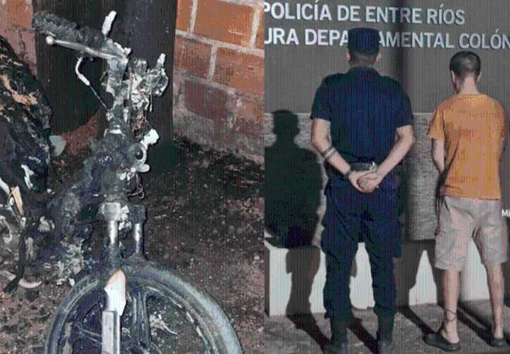 Discutió con su pareja en Colón, le prendió fuego la moto y la amenazó
