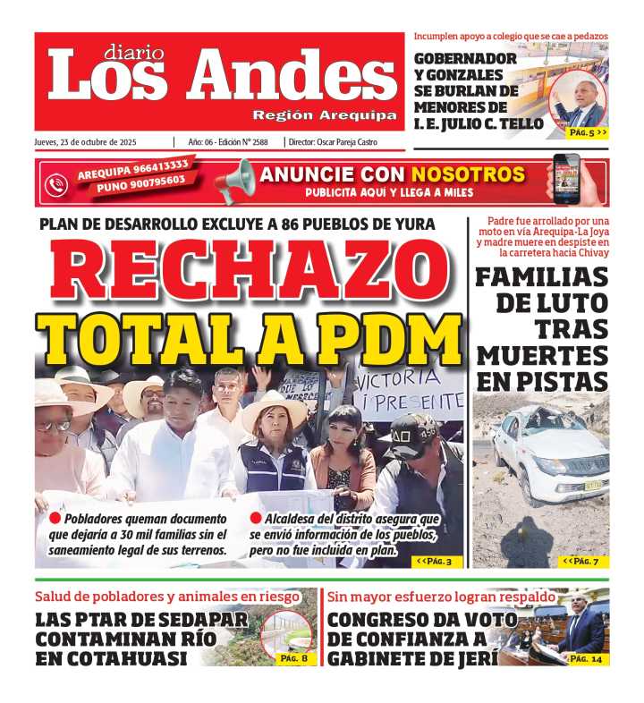AREQUIPA: Diario Los Andes 23/10/2025