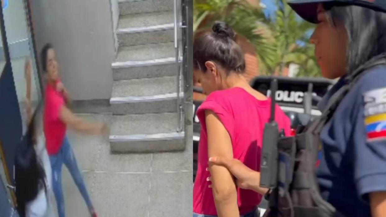 (+Video) La policía del estado La Guaira detuvo a una mujer por golpear a una enfermera