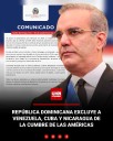 República Dominicana anuncia que no invitará a Cuba, Nicaragua y Venezuela a la Cumbre de las Américas