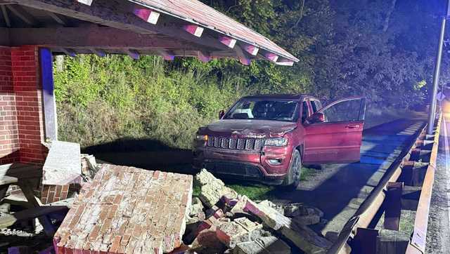 Allegheny County: Driver smashes into gazebo, allegedly thought path was road