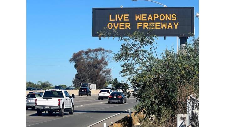 Ordnance fired over 5 Freeway at Camp Pendleton during anniversary event prematurely detonates, striking CHP vehicle