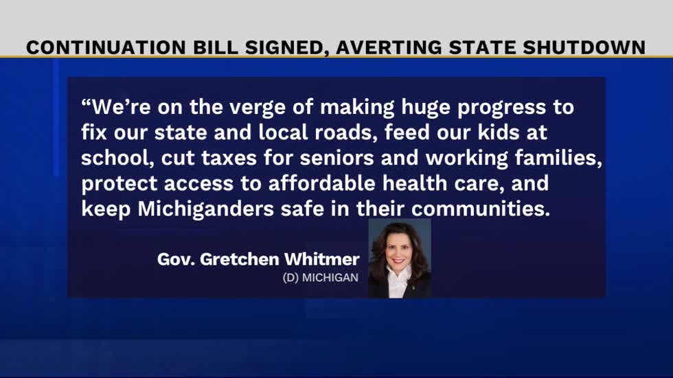 Gov. Whitmer signs continuation budget to keep Michigan state government from shutting down