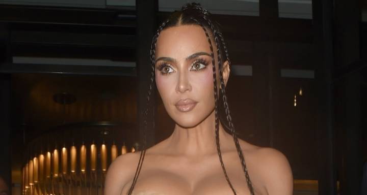 Kim Kardashian Changes Into Sheer & Champagne-Colored Corset Look for ‘All’s Fair’ After-Party in London | Kim Kardashian 