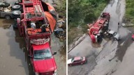 Megabache causa la volcadura de tráiler en la carretera Tampico