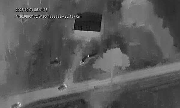 New drone footage shows the moment a 2-year-old was found safe in Kentwood