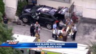 Woman hospitalized after crashing into North Miami